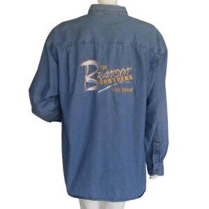 BRANSON BROS LIVE SHOW Denim Shirt, XL, Blue, Cotton, White/Gold embroidery, LS